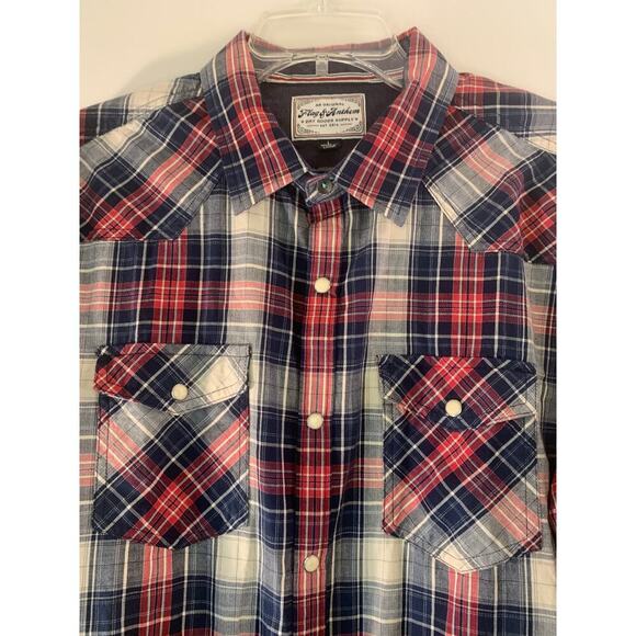 FLAG & ANTHEM Men’s Snap Button Long Sleeve Casual Shirt / Size: Large - Picture 8 of 9